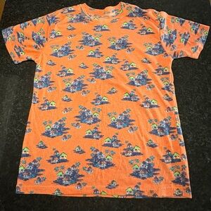 Red Camel Tropical Print Orange Men's Shirt Size L